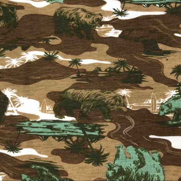 LUCKY BRAND Camouflage V-Neck Tee Skateboard Bears - Picture 5 of 10